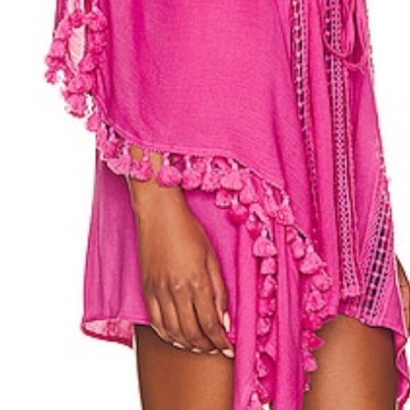 Revolve bnwt viscose cover up OSFA with tassel trim, drawstring waist. - Picture 6 of 6